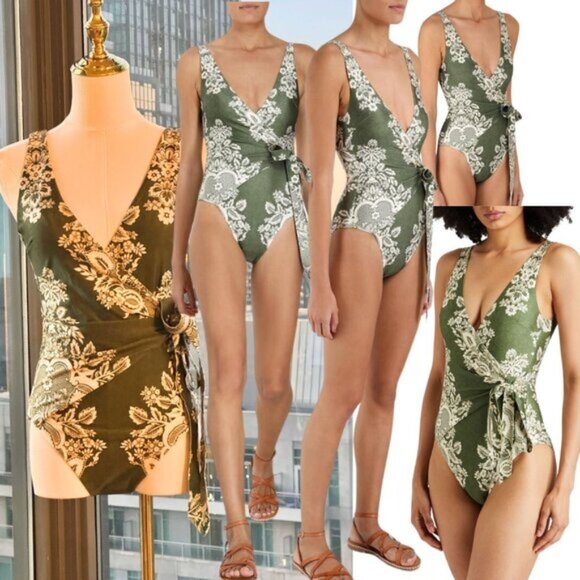 🆕 ZIMMERMANN 🧿 NWT Separates Floral Wrap Tie 1PC - Khaki/Cream - Sz 2 US6/8 - Picture 1 of 15